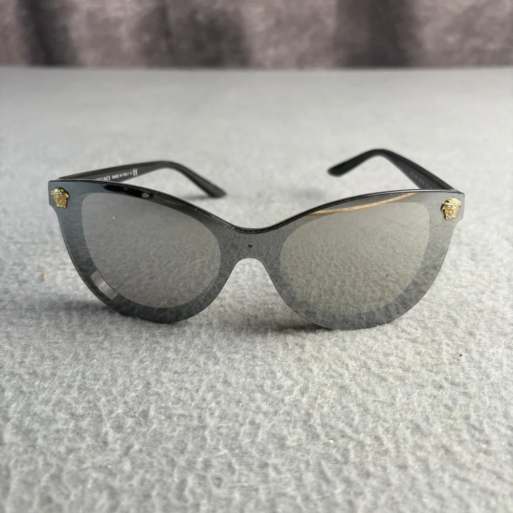 Versace MOD 4266 GB1/6G Black Cat Eye Sunglasses Gold Medusa Head Italy